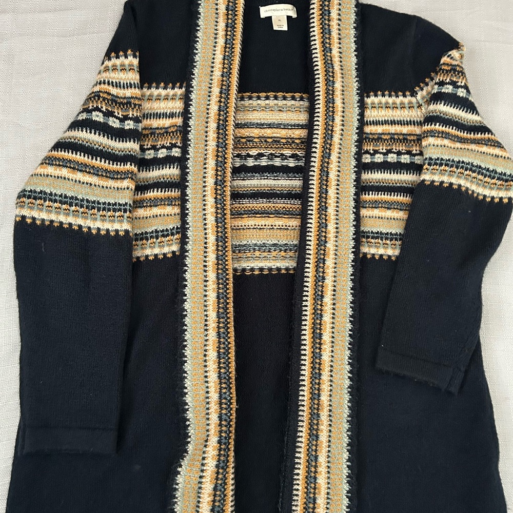 Christopher & Banks Navy and Cream Knit Cardigan